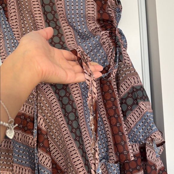 Boho Print Ruffle Hem Mini Dress - Picture 6 of 17